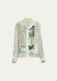 Bode New York City Map Printed Long-Sleeve Shirt - at Bergdorf Goodman